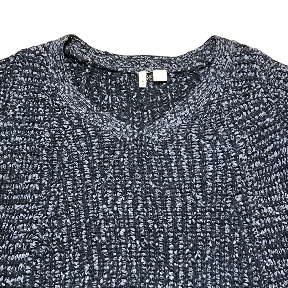 Anthropologie Moth v-neck pull over marbled navy cotton wool alpaca sweater - Picture 4 of 10